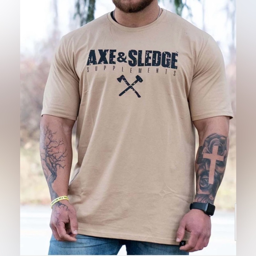 AXE&SLEUGE Tan Short Sleeve Men's Tee Size Medium